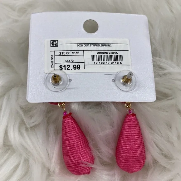 4/$20 SugarFix by BaubleBar Pink String Wrapped Drop Earrings - Picture 6 of 6